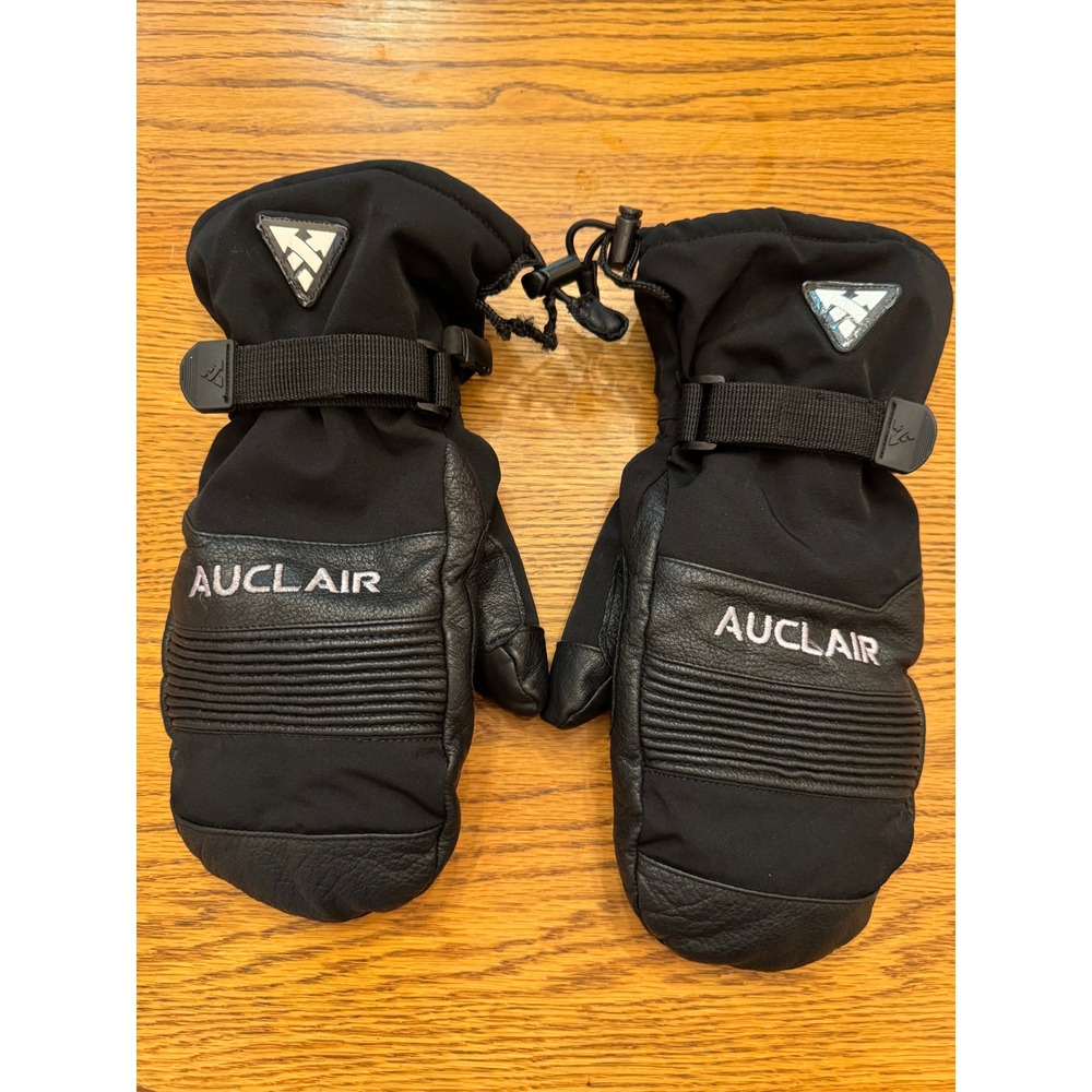 Auclair Womens Black Leather Ski Mittens 3M Thinsulate Waterproof 3J883 Large